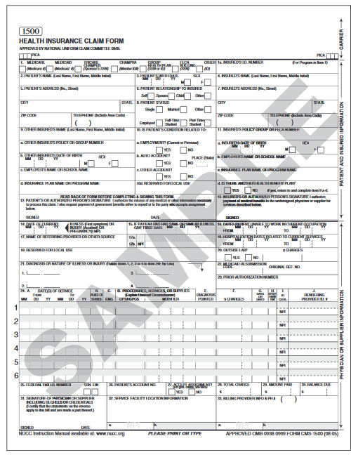 CMS-1500 Professional Claim Form