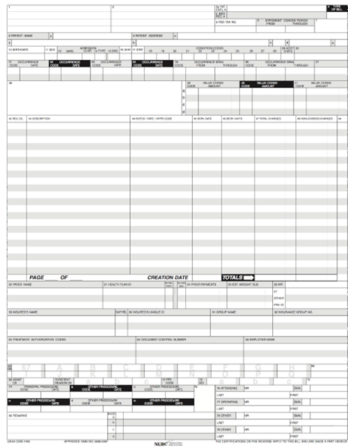 UB-04 (CMS-1450) Institutional Claim Form